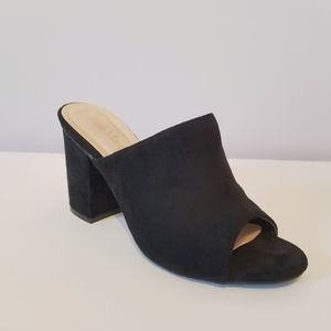 Black Faux Suede Mule Sandals Bella Marie